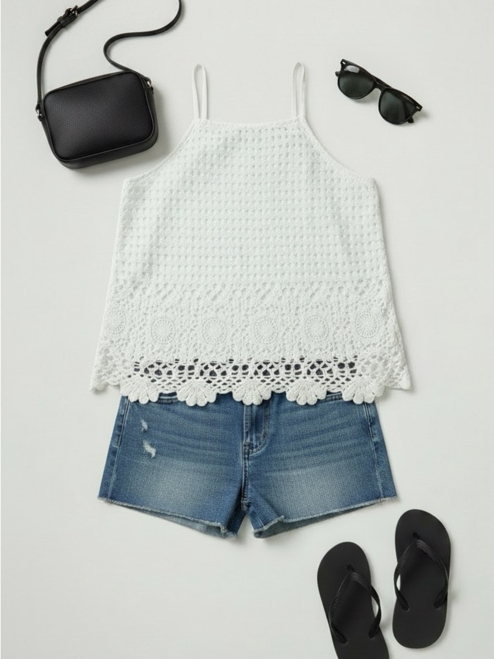 Maurices White Crochet Hem Camisole Tank